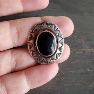 Sterling Silver And Onyx Ring